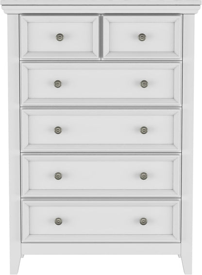 BLANKSPACE White Farmhouse Dresser, 6 Chest Drawer Dresser for Bedroom, Large Capacity Nightstand, Modern Tall Wood Cabinet for Bedroom, Living Room, Closets, Hallway