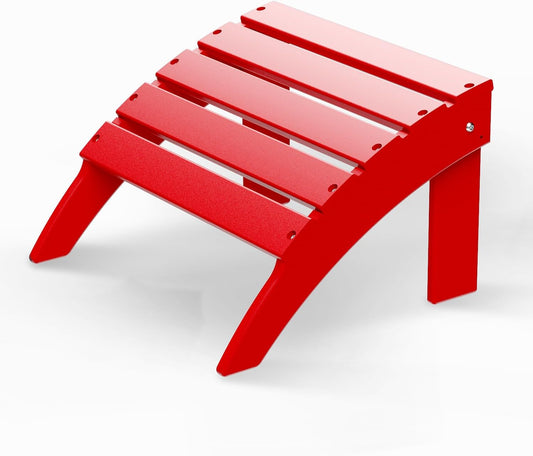 GREENVINES Adirondack-Ottoman | HDPE Plastic | Outdoor Footrest | All Weather | Foot Rest | Foot Stool | Red | for Adirondack Chair | for Patio Backyard Pool
