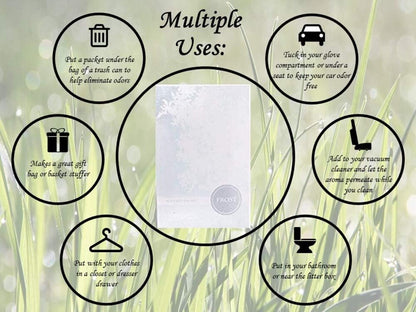 Floral Simplicity Frost Scented Sachets Pack of 3, Fall & Winter - Long-Lasting Scented Bags, Home Fragrance & Deodorizer, Air Freshener & Deodorizer for Closet, Room, or Cars, Made in USA