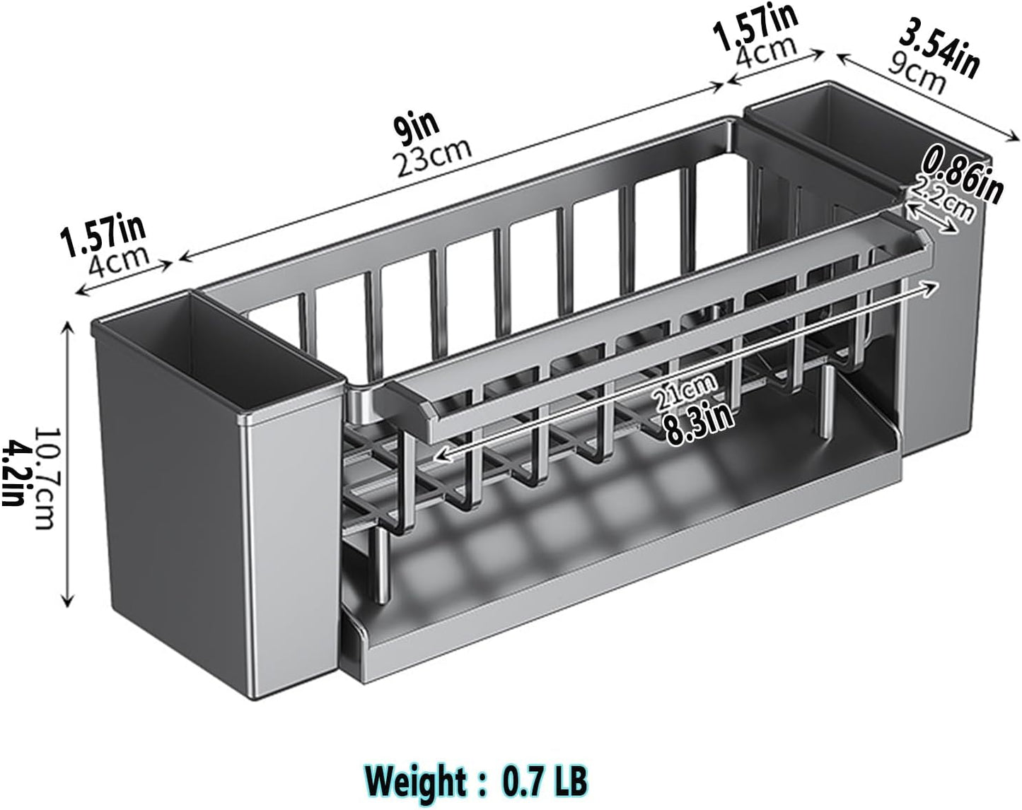 Utensil Holder, 3 Compartments Utensil Drying Rack, Dish Drainer for Kitchen Counter,Kitchen Utensils Holder with Towel Bar,Self-Draining Tray Design(White)