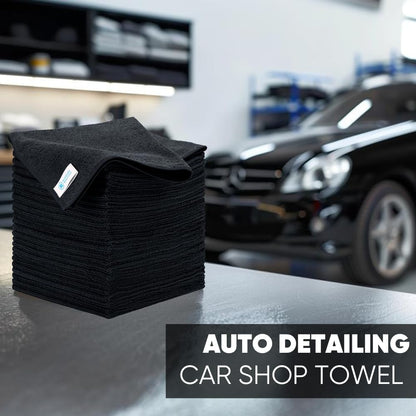 Microfiber Wholesale 16" x 16" All Purpose Towels - 50 Pack - Reusable Wash Cloths, Dust, Kitchen, Car, Shop Rags for Cleaning (Black)