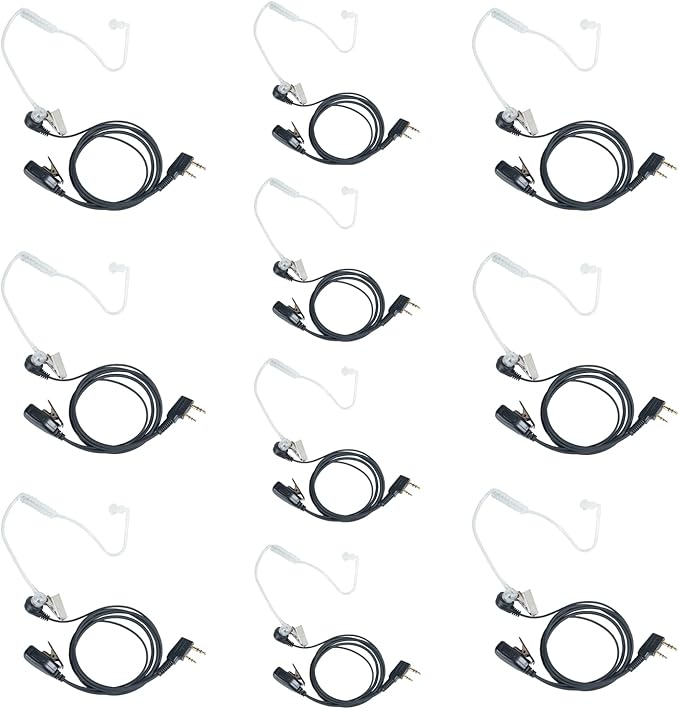 Covert Acoustic Tube Headset for Baofeng UV-5R BF-888S BF-F8HP BF-F9 TK-2107 TK-3107 RT7 RT21 Walkie Talkie Two Way Radio 10 Pack