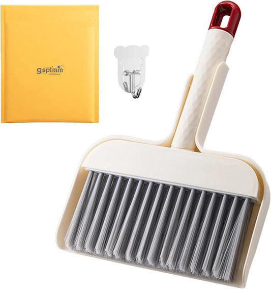 Mini Broom and Dustpan Set - Compact Cleaning Kit for Home, Car, Camping, Pet Hair, Small Spaces & Travel | Durable Hand Broom Dustpan Combo | Portable Desk Broom Set with Brush and Hook