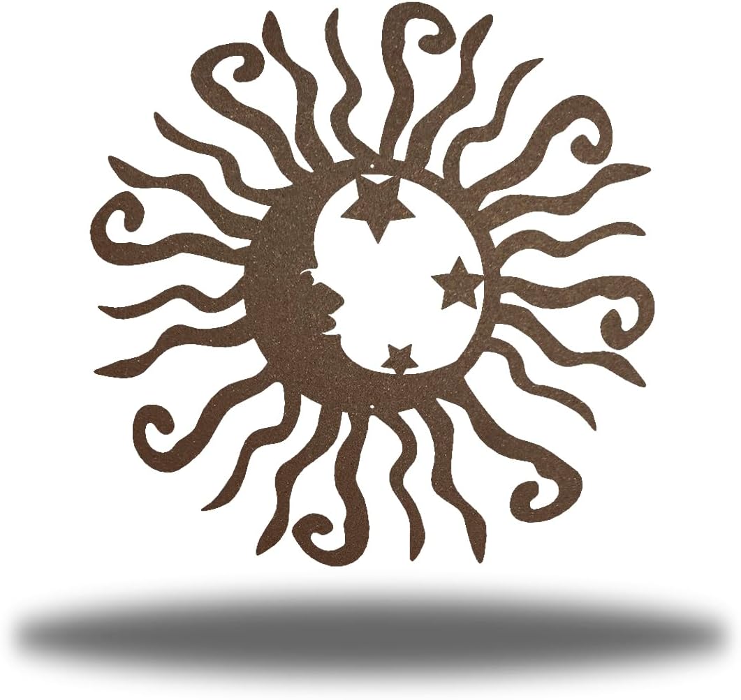 Riverside Designs Wacky Solar Moon Metal Wall Art Steel Outdoor Decor | Heavy-Duty and Waterproof | Made in USA (Rust, 30L x 30W)
