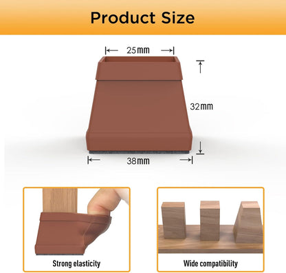 16 PCS Square Chair Leg Floor Protector, Silicone Chair Leg Cover, Furniture Leg Protectors with Felt, Mobile Table Leg pad, Protect The Floor from Scratches.1 1/2 in Brown.
