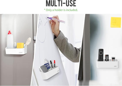 loukin Magnetic and Adhesive Marker Holder, Dry Erase Accessory Tray, Magnetic Storage Organizer for Whiteboard, Glass or Refrigerators 2 Pack(White)