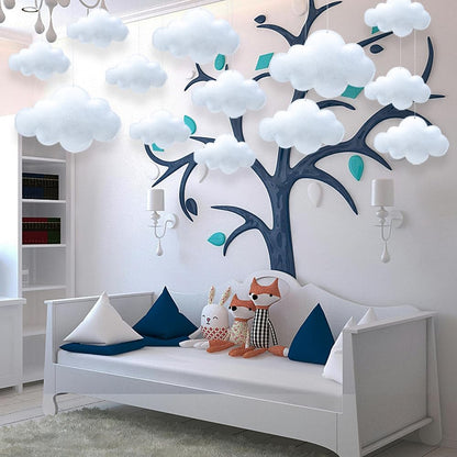 12 Pcs 3D Cloud Decorations Hanging Clouds for Room Ceiling Decor Clounds Decorations Felt Fake Cloud Ornaments Cloud Props for Art Stage Wedding Nursery Children Room Themed Party Baby Shower