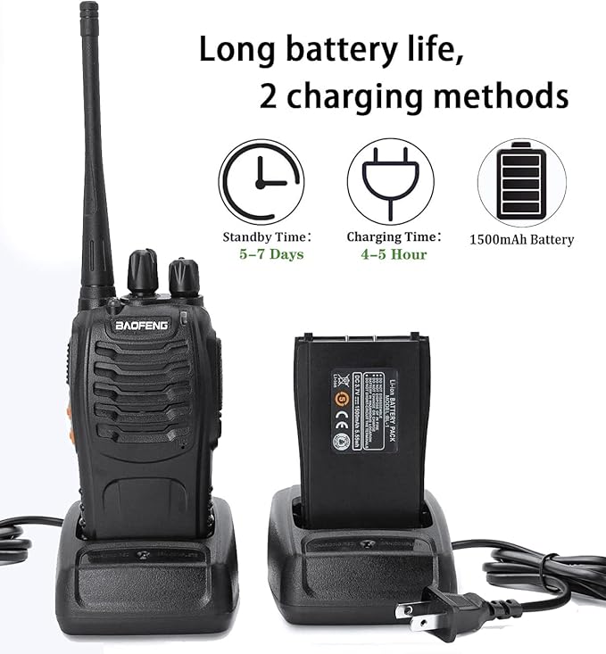 Baofeng Walkie Talkies bf-888s Professional Two-Way Radios Rechargeable Interphone Long Range UHF Communicator for Adults Handheld 5 Pack Walky Talky Set with Earpiece,Li-ion Battery and Charger