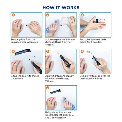 MagicEzy Tile RepairEzy - (Light Gray) Touch Up Paint Filler for Bathroom Tiles, Appliance, Furniture, Walls, Counter Tops - Glossy Finish