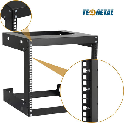 9U Wall Mount Rack Open Frame 19 Inch Server Equipment 2 Post Network Cabinet 18 inches Depth Black by Tedgetal