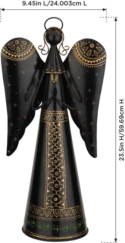 Regal Art & Gift Angel Statue - Metal Indoor/Outdoor Garden Statue Deals, Elegant Garden Decor, Beautiful Gifts for Women, Exquisite Angel Statues for Garden,23-Inch, Black/Gold