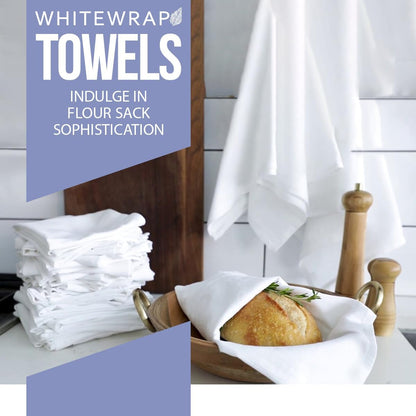 Flour Sack Towels| TeaTowel for Crafts| Kitchen Dish Cotton Blank Towel for Embroidery|Baking Bread Proofing Linen Cover| Thick Absorbent Quick Dry| 24 Pack 28"x28" White