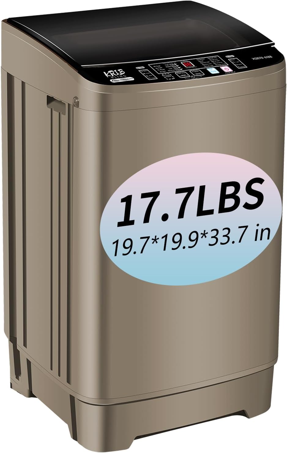 Full Automatic Washing Machine with LED Display, 17.7 lbs Portable Washer Drain Pump, 10 Programs & 8 Water Levels Selections, Ideal for RV, Camping, Apartment, Dorm, Gold