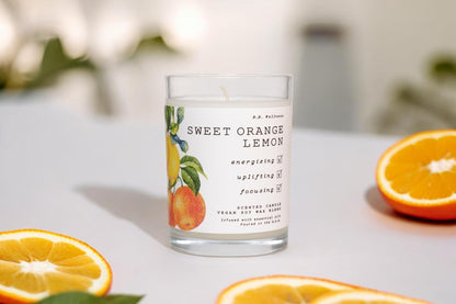 | B.B. Wellness | Hand Poured Soy Wax | Made in Small Batches | 40 Hours | 9 oz | Infused with Natural Essential Oils | Vegan (Sweet Orange Lemon)