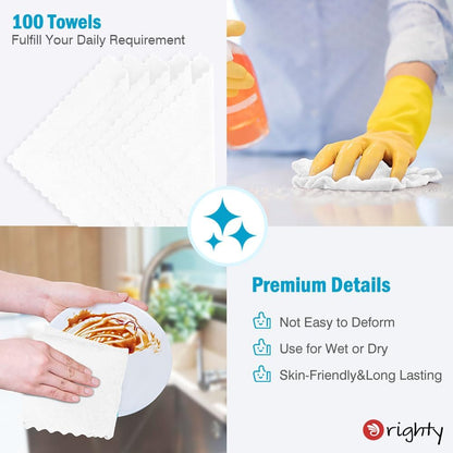 Orighty Cleaning Cloths, Shop Towels 100 Pack, Shop Rags Reusable, Microfiber Cleaning Rags Bulk for Cars, Multi-Purpose Lint Free Towels for Automotive, Mechanic, Kitchen, 11.5’’ x 11.5’’, White
