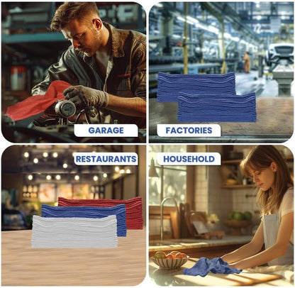 Shop Towels (White, 1000-Pack) - Bulk Cleaning Towel in a Bag, Mechanic Cotton Wipes for Car Maintenance, Auto Mechanics & Garage, Wipe Grease & Oil, Machine Wash & Reusable