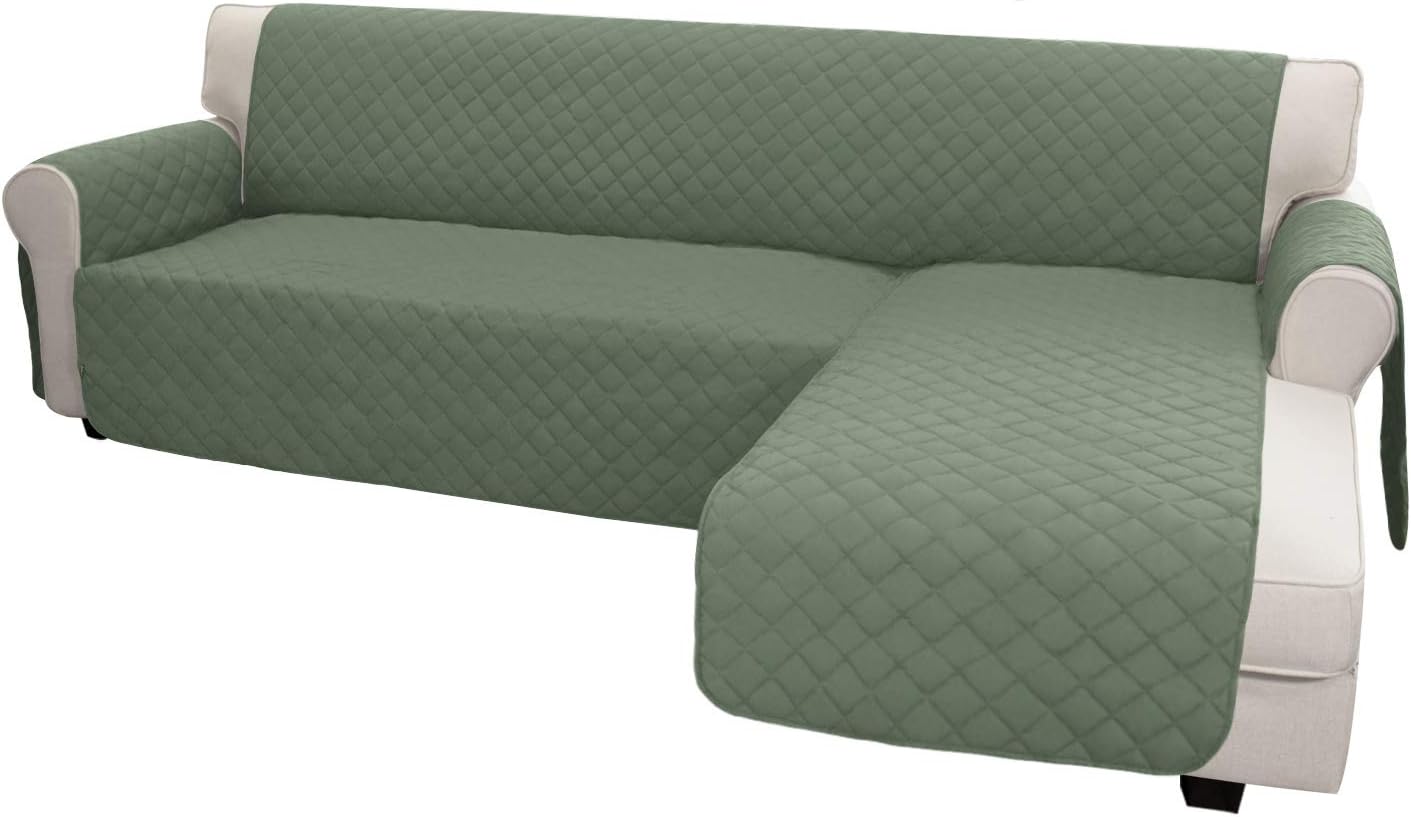 Easy-Going Sofa Slipcover L Shape Sofa Cover Sectional Couch Cover Furniture Protector Mat for Pets Dog Cat (X-Large,Greyish Green/Greyish Green)