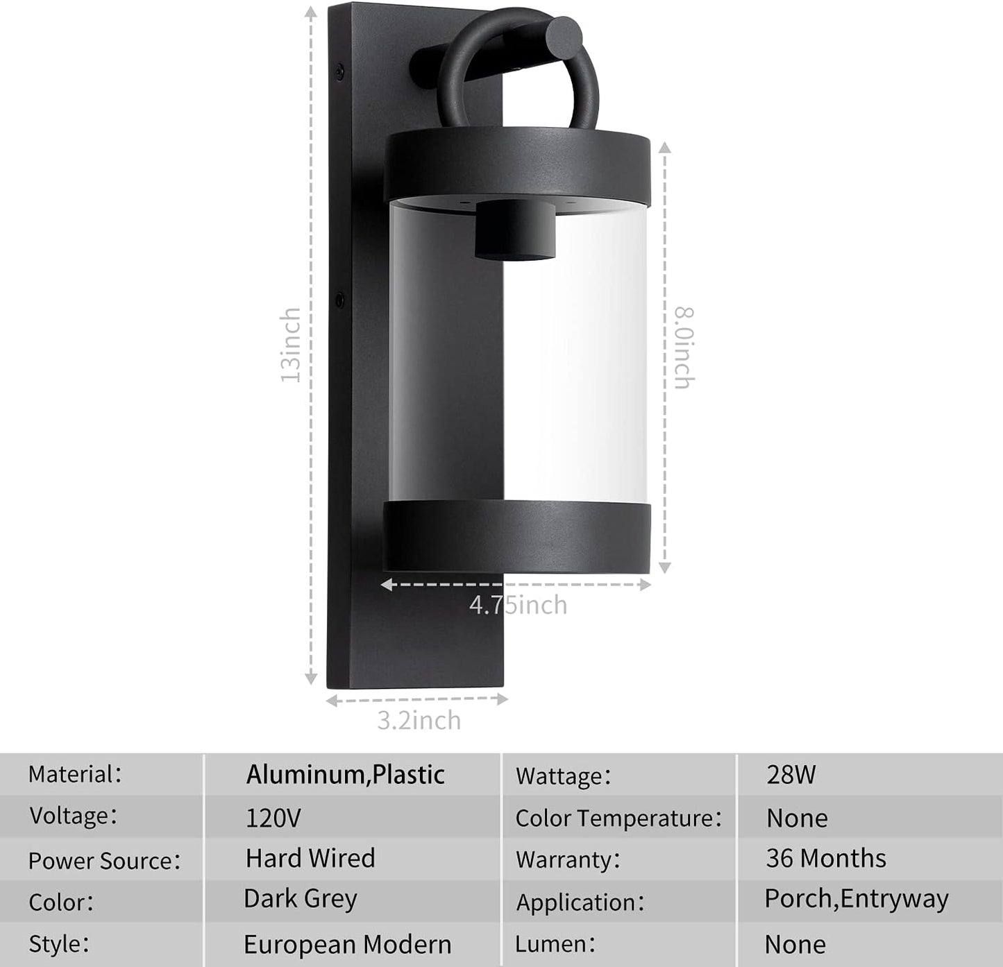 2 Pack Dusk to Dawn Outdoor Wall Lantern for Porch Garage,E26 Base Exterior Light Fixture Wall Mount Lamp Waterproof Sconce,Max 28W