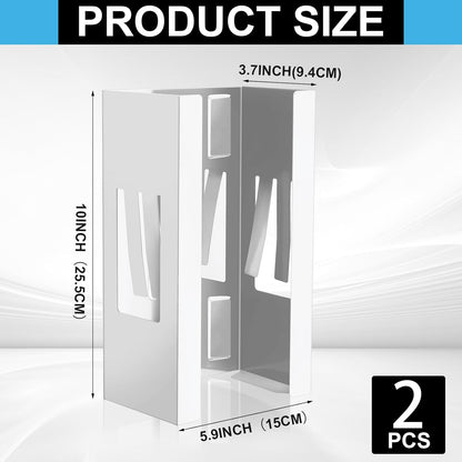 Lounsweer 2 Pcs Magnetic Glove Dispenser Holders Wall Mount Boxes of Gloves Commercial Quality Towels Wipes Paper Tissue Box Holder Kitchen Fridge Office Workshops Garage Tool Hospital(White)