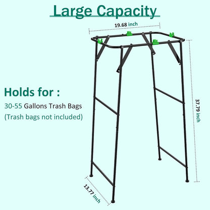 Foldable Trash Bag Holder Stand, Garden Garbage Bag Holder Frame Holds 30-55 Gallon Bags, Portable Leaf Bag Stand for Outdoor Yard Camping Garden Lawn Party Supplies