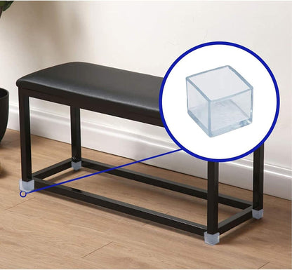 16 Pcs Transparent Square Anti-Slip Rubber Leg Tips Chair Leg Caps Furniture Floor Protectors Chair Table Bar Stool Leg Covers Furniture Leg Cube Feet 1.38 Inch x 1.38 Inch (35 x 35mm)