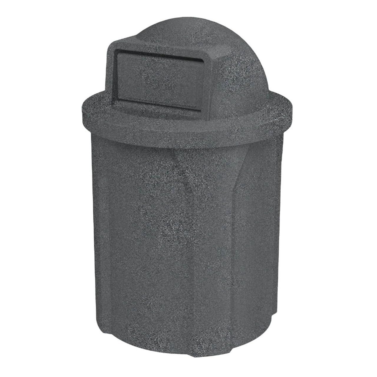 42 Gallon Round 100% Recycled Plastic Heavy-Duty Commercial Outdoor or Outdoor Trash Can with Push Lid and Internal Liner | Great for Schools and Businesses - Dark Granite