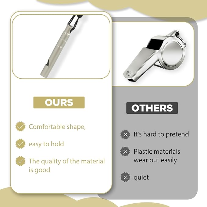 Titanium Emergency Whistle, 120DB Survival Safety Whistles with Black Lanyard, Outdoor Small Lifesaving Loud Whistle for Coaches Sports Boating Dog Training Hiking Camping