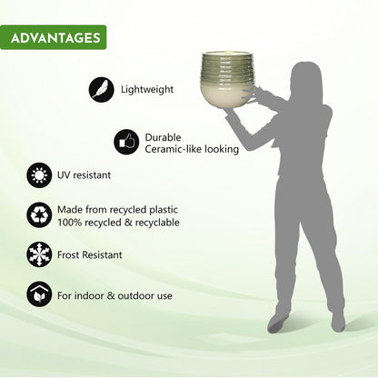 10.8" H Resin Tall Planters for Outdoor Plants, Modern Emerald Round Tapered Plastic Flower Pot for Outdoor and Indoor Plants, Large Plant Pot with Drainage Holes and Rubber Plug for Home Garden Patio