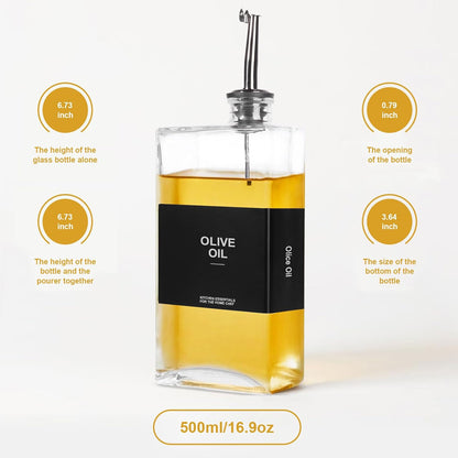 OKYUK Olive Oil Dispenser Bottle for Kitchen Cooking, 16.9oz/500ml Soy Sauce Coffee Syrup Oil and Vinegar Dispenser Set, with Silicone Funnel, Labels (3PCS, Black)