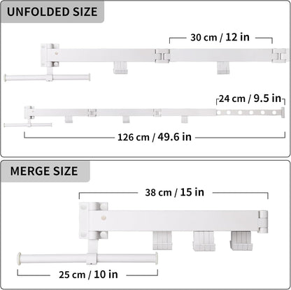 Wall Mounted Clothes Drying Rack,Drying Rack Clothing Wall Mount with Foldable Features(Tri-Fold),Space Saver,Wall Mounted Drying Rack for Laundry Balcony Bathroom (White)
