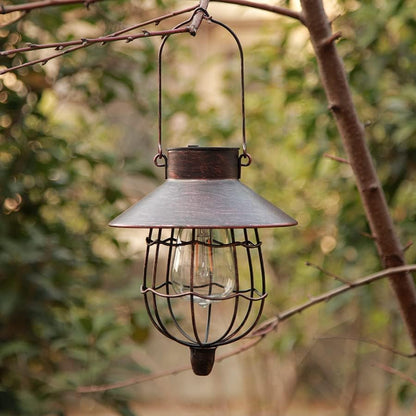 YAKii 2 Pack Solar Lantern Hanging Waterproof Outdoor Metal Solar Lamp with Warm White Light Decorate for Yard Garden Pathway Patio Porch Decor (Antique Copper)