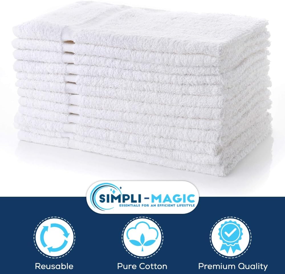 Simpli-Magic 79251 White Hand Towels, 16"x27", 12 Pack