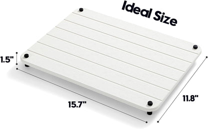 Stone Dish Drying Mat for Kitchen Counter, Water Absorbing Bathroom Tray Sink Organizer, Diatomaceous Earth Countertop Dish Rack Riser Sponge Holder Soap Dish, White, 16" x 12"