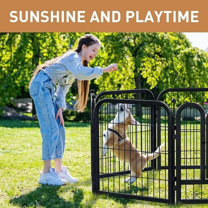 Metal Dog Playpen, 45" Inch Height 16 Panels, Large Dog Fence for Large/Medium/Small Dogs Indoor & Outdoor Bliss, Perfect Dog Pen for Camping, Yard and RV | Black-Silver