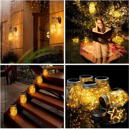 ZNYCYE Mason Jar Solar Lights for Outside, 12 Pack 30 LED Fairy Firefly Lights Mason Jar Solar Lids Outdoor Waterproof String Lights with Hangers(NO JARS) for Patio Garden Yard Lawn Decor - Warm White