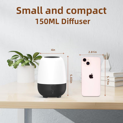 150ML Cordless Essential Oil Diffuser, Built-in 6000mAH Rechargeable Battery, 7 Hours Run Time, 7 Colors LED Light, Portable Aromatherapy Diffuser