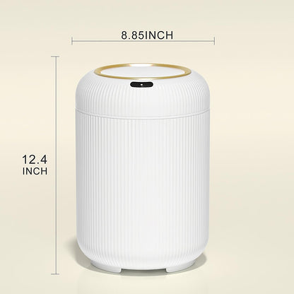 Automatic Motion Sensor Bathroom Trash Can with Lid, 3 Gallon Touchless Trash Bin, Smart Plastic Electric Garbage Cans Small White Wastebasket for Office, rv, Bedroom, Living Room