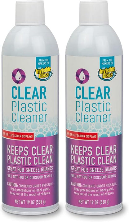 Invisible Glass 91014-2PK 19-Ounce Screen and Plastic Cleaner Protectant and Polish Anti-Fog and Anti-Static for Plastic Surfaces Touchscreens, Plastic Shields and Guards, Electronics, Pack of 2 , white