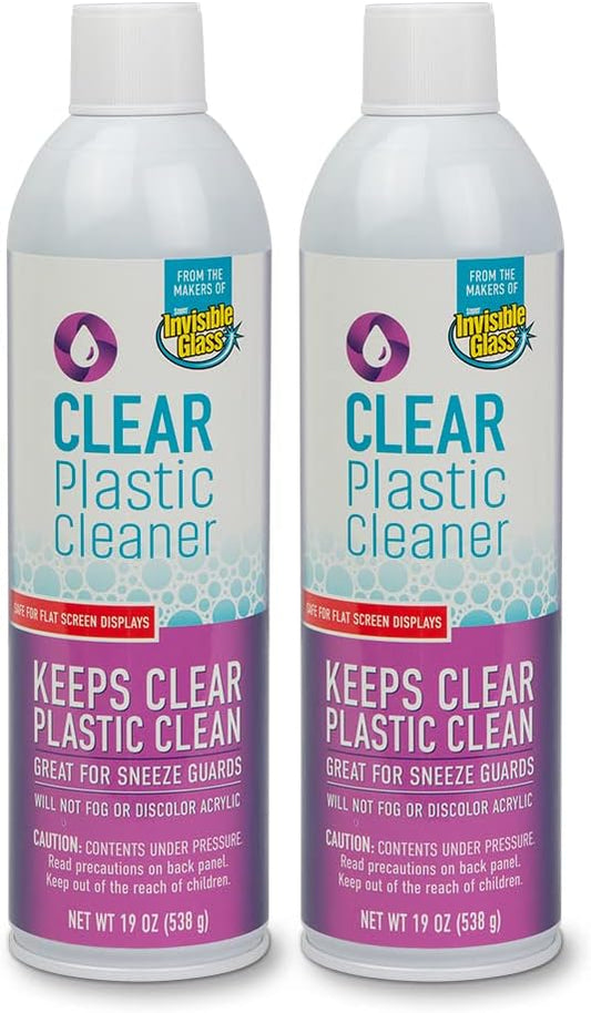 Invisible Glass 91014-2PK 19-Ounce Screen and Plastic Cleaner Protectant and Polish Anti-Fog and Anti-Static for Plastic Surfaces Touchscreens, Plastic Shields and Guards, Electronics, Pack of 2 , white