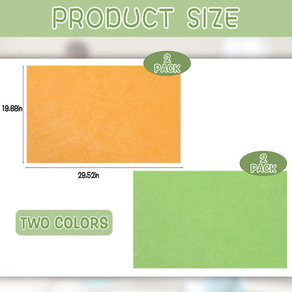 4 Pack Extra Large Microfiber Cleaning Cloths 20"x30", Lint-Free Reusable Towels for Home, Glass, Windows, Office, Kitchen, Bathroom – Green & Orange