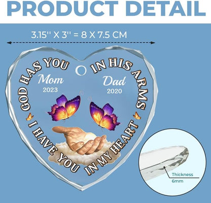 Pawfect House Custom Heart Glass Ornament, Personalized Christmas Memorial Sympathy Gifts for Family Members, I Have You in My Heart, Sympathy Ornaments Gifts for Loss of Loved One, Christmas Decor