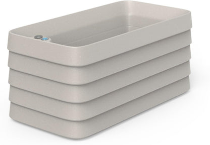 Crescent Garden Slat Medium Rectangular Planter Box for All-Weather - Self-Watering Outdoor Deck Box Planter for Flowers and Herbs (Parchment, 36'' x 17'' x 17''H)