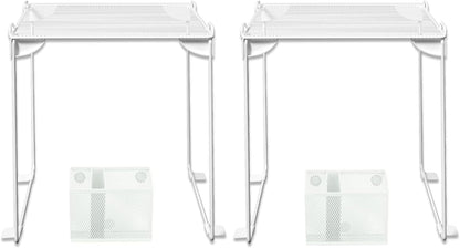 Neudeoc Locker Organizer and Accessories Kit, Includes Mesh Locker Shelf and Magnetic Pen Holder, Suitable for School, Work, Kitchen and Bathroomn (Pack of 4, White)