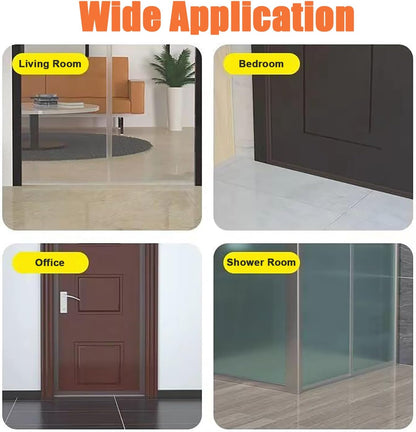 Upgraded 49.2FT Silicone Weather Stripping Door Seal, No Residue Glass Shower Door Seal Strip Under Door Draft Stopper Silicone Sealing Tape for Doors Windows Shower Glass Gap,Transparent,35MM