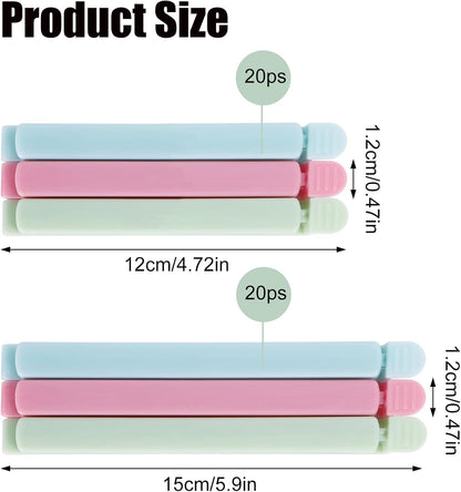 40 PCS Sealing Clip Bag Plastic Bag Chip Clips Large Size Food Bag Clips for Food Storage Kitchen and Home (5.9in x20, 4.72in x20)