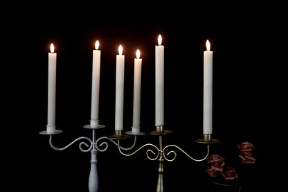 GenSwin Flameless Flickering Taper Candles with 2 Remote Controls and Timer, Real Wax 3D Wick Light Window Candles Battery Operated Pack of 8, Christmas Home Wedding Decor(White, 0.78 X 9.64 Inch)