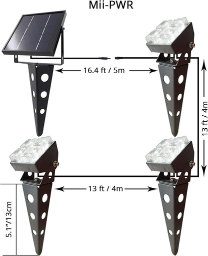 Solar Spot Lights Outdoor Waterproof IP65 Landscape Spotlights with Metal Stake 42ft Cable 3-in-1 Cool White Auto On/Off Dusk to Dawn Uplights for Flag Pole Trees Garden Yard Landscape Downlight