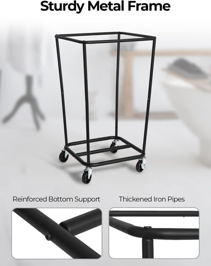 StorageWorks 160L Laundry Basket with Wheels, Large Rolling Hampers for Clothing Organizer, Dirty Clothes Basket for Hotel, Home, Closet, Dorm, Black