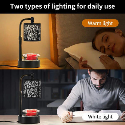 Tree ﻿Candle Warmer Lamp, LED Colors Changing Candle Warmer with Adjustable Height, Timer, Bedroom Living Room Home Decor Wax Melting Warmer for Jar Candles (Black)