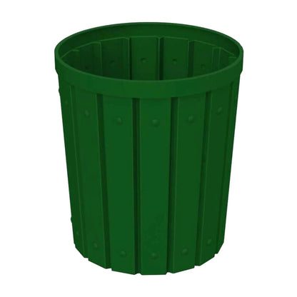 42 Gallon Slatted Circle 100% Recycled Plastic Commercial Outdoor and Indoor Trash Can with Push Open Dome Lid and Internal Liner | Great for Schools and Businesses - Green